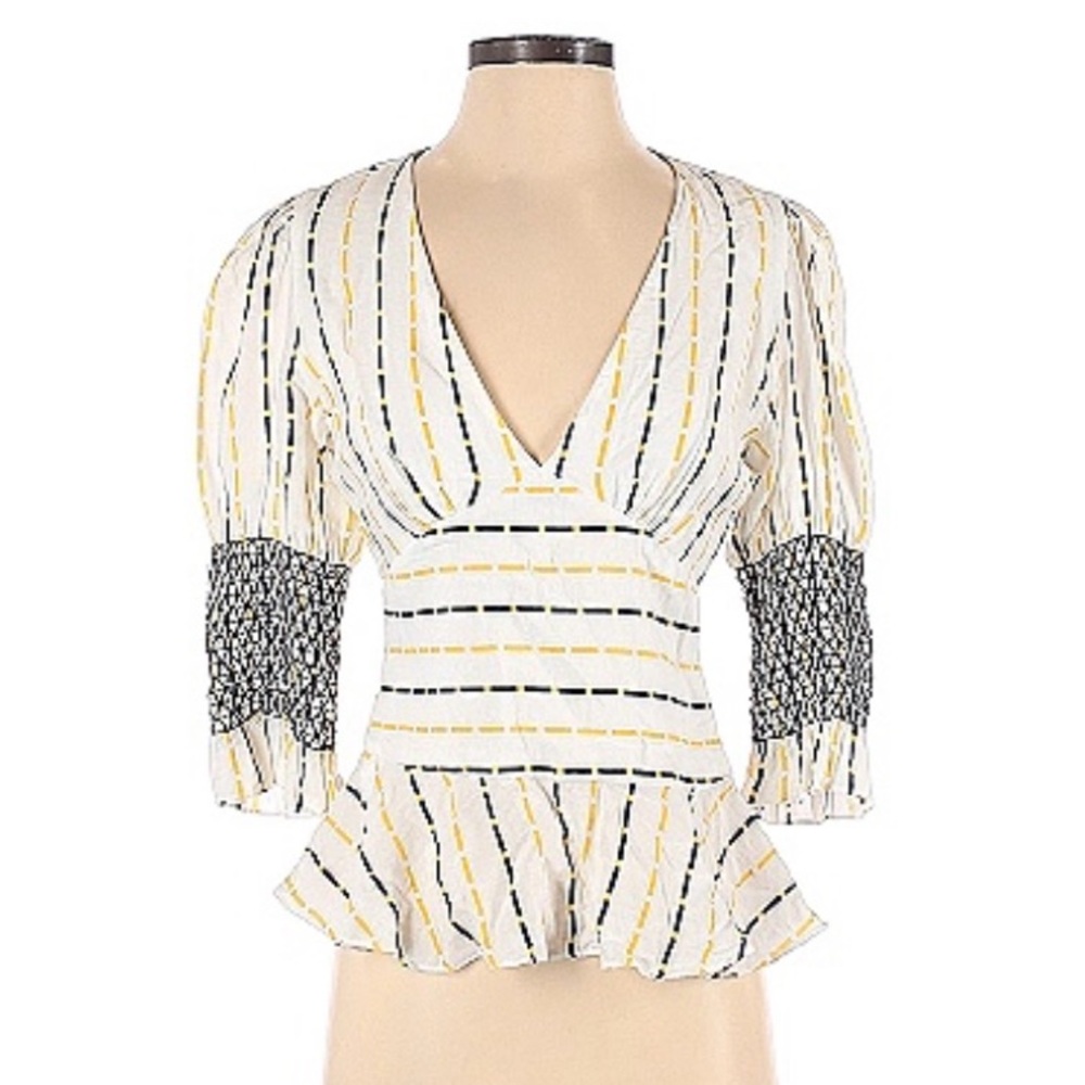 Azulu Women’s Top White Yellow Black Sz Small